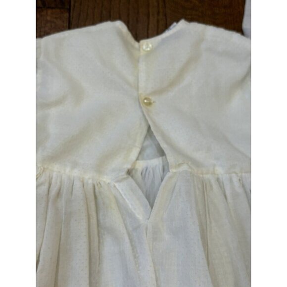Vintage 80s Polly Flinders Cream Smocked Lace Dress Baby Girl 6T - Picture 9 of 12